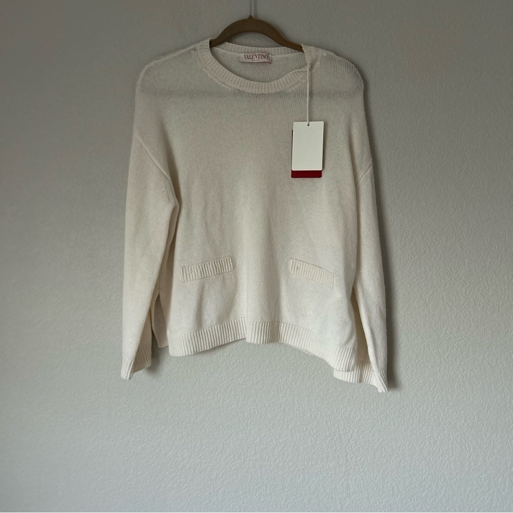 Valentino BEIGE CASHMERE JUMPER WITH VLOGO CHAINS *MAJOR FLAW*⭐️